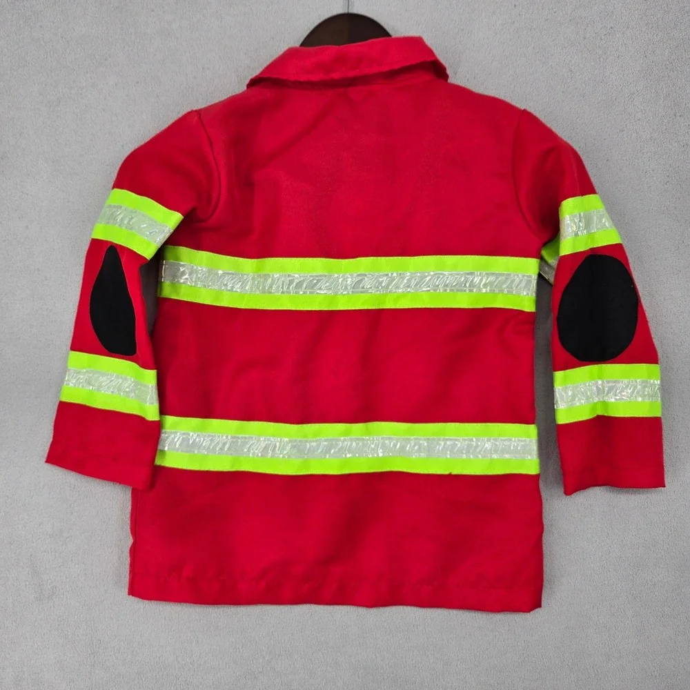 Amscan Kids Firefighter Costume Jacket Red Reflective Fireman Uniform Toy